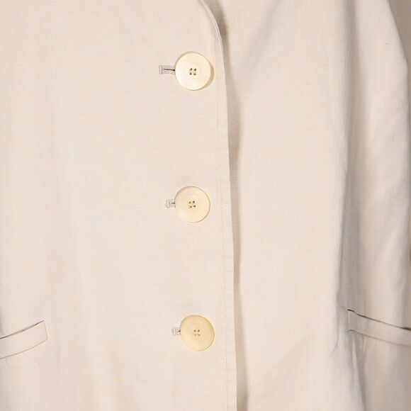 Talbots Women's Blazer Beige Linen Stretch Three Button Italian Suit Jacket 18WP - Picture 4 of 9